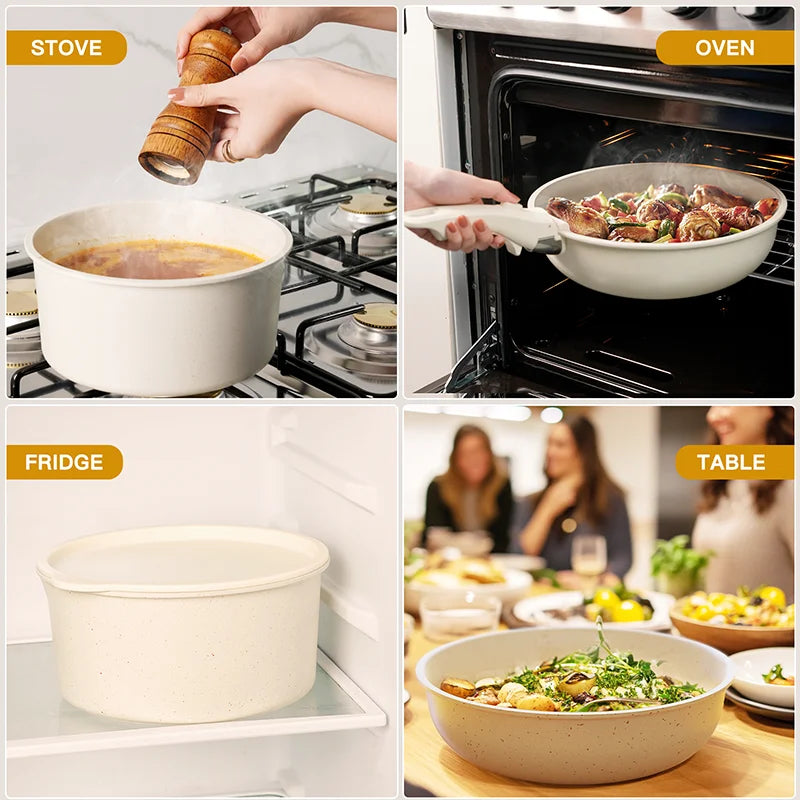 21 Piece White Cookware Non-Stick Set
