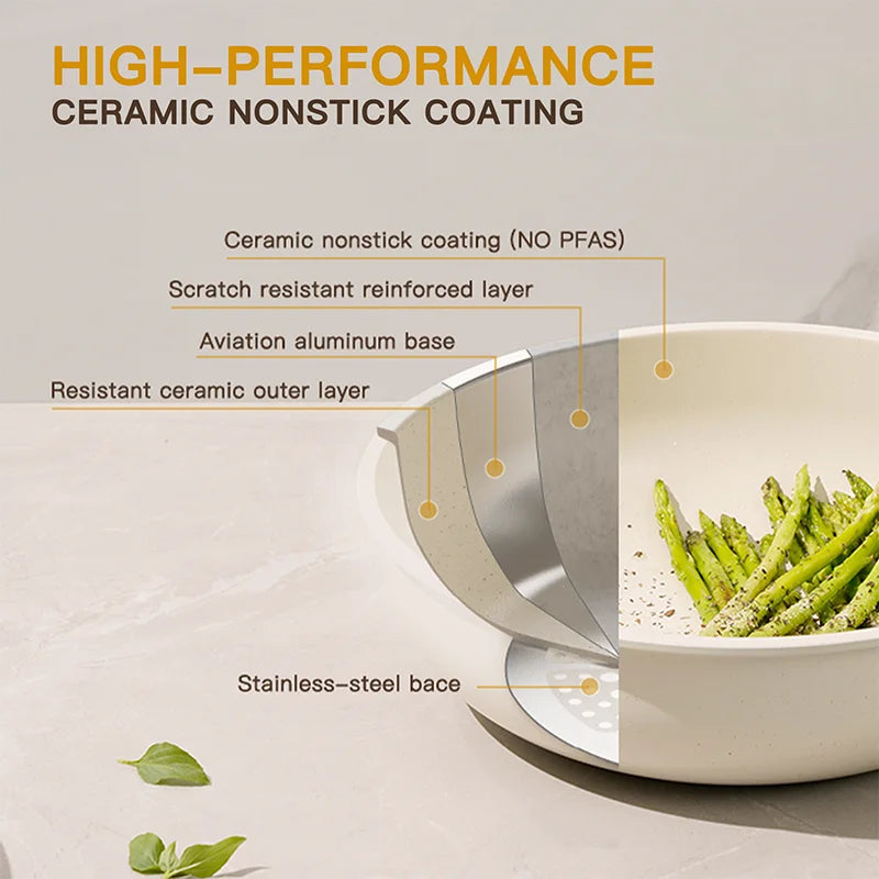 21 Piece White Cookware Non-Stick Set