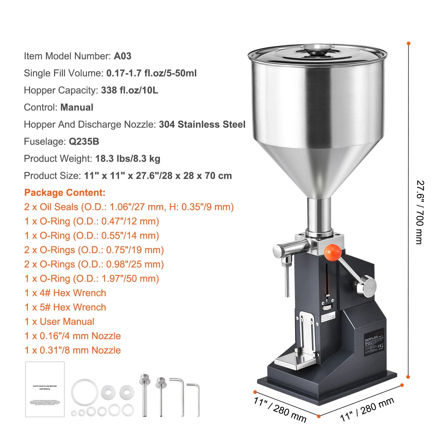 Bottle Filling Machine with Adjustable Hopper
