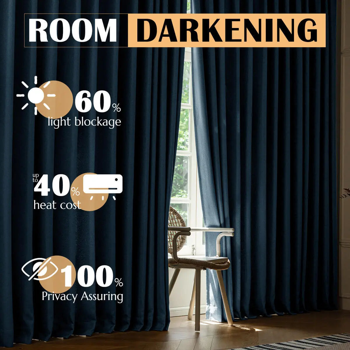 Room Darkening Bedroom Herringbone Curtains