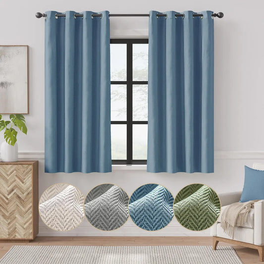 Room Darkening Bedroom Herringbone Curtains