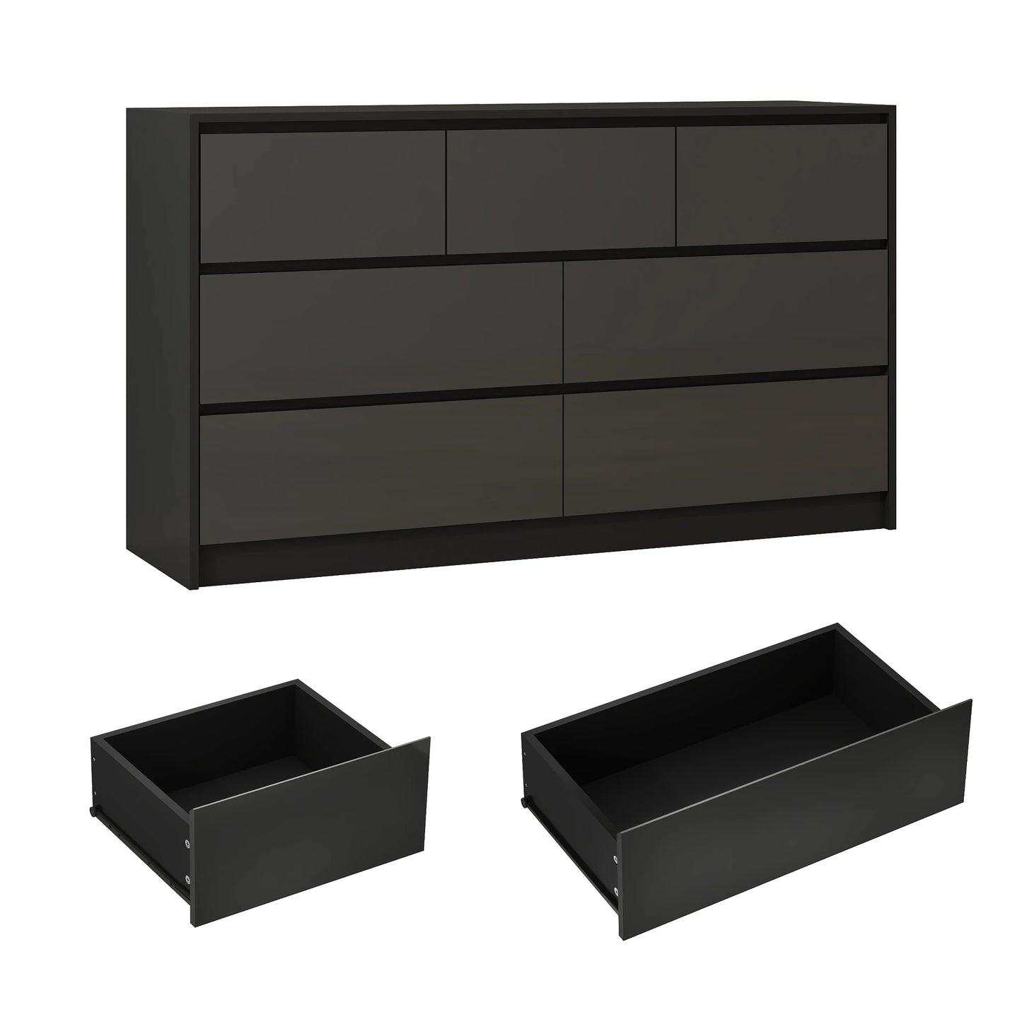 White/Black Dresser with High Gloss Drawers