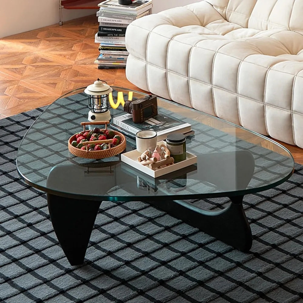 Modern Black Glass Coffee Table Living Room