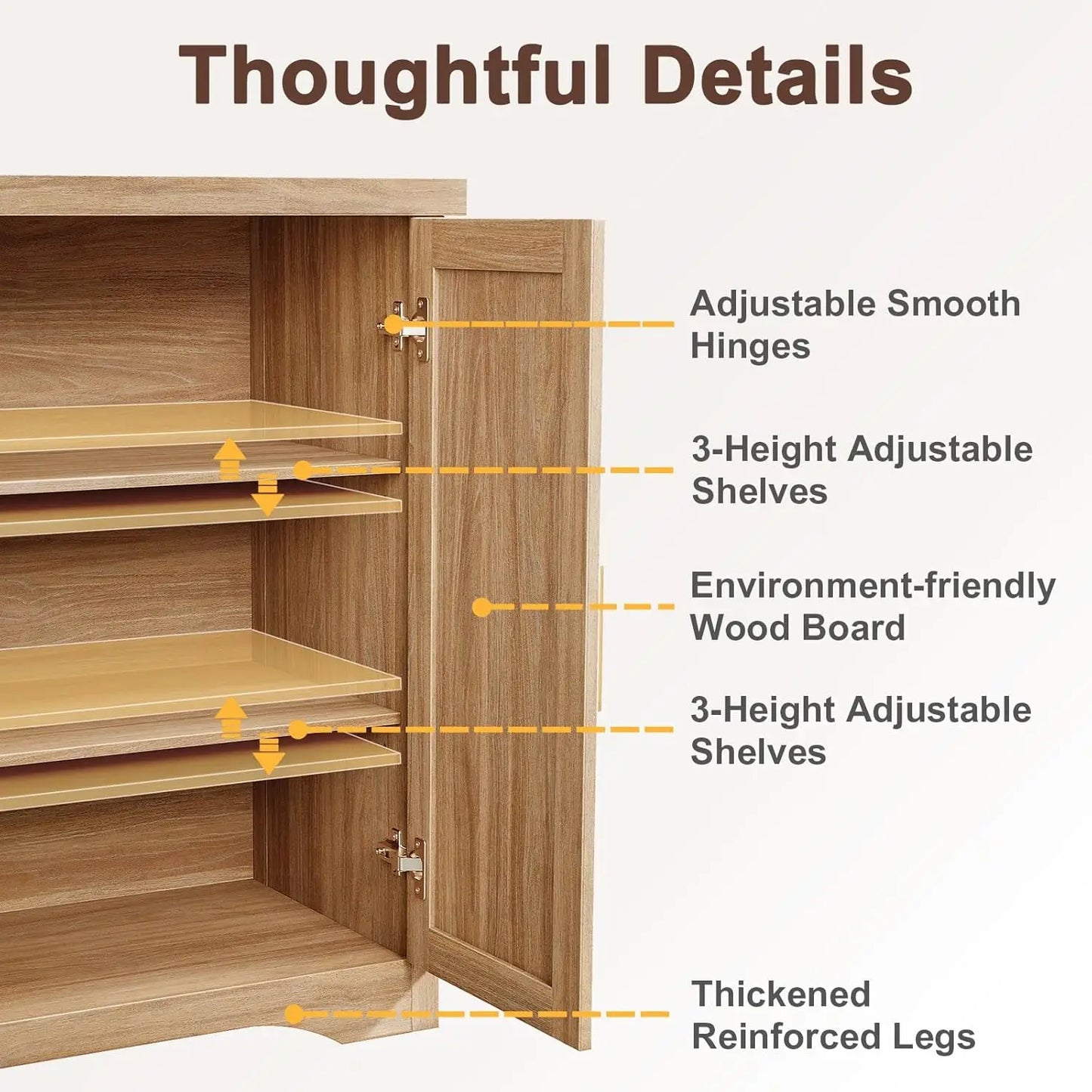 Fluted Buffet Cabinet 4 Doors Coffee Bar Table