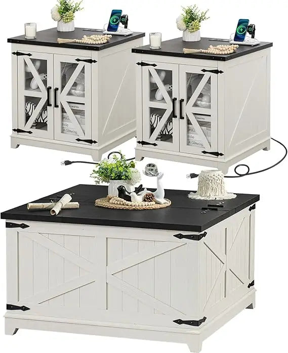 Farmhouse Coffee Table and End Tables 3 Pieces