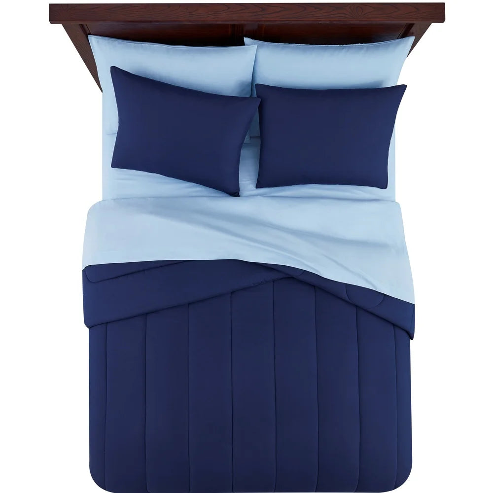 Reversible 7 Piece King Size Comforter with Sheets