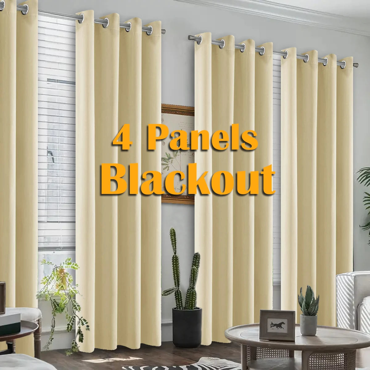 4PCS Blackout Grommet Curtains