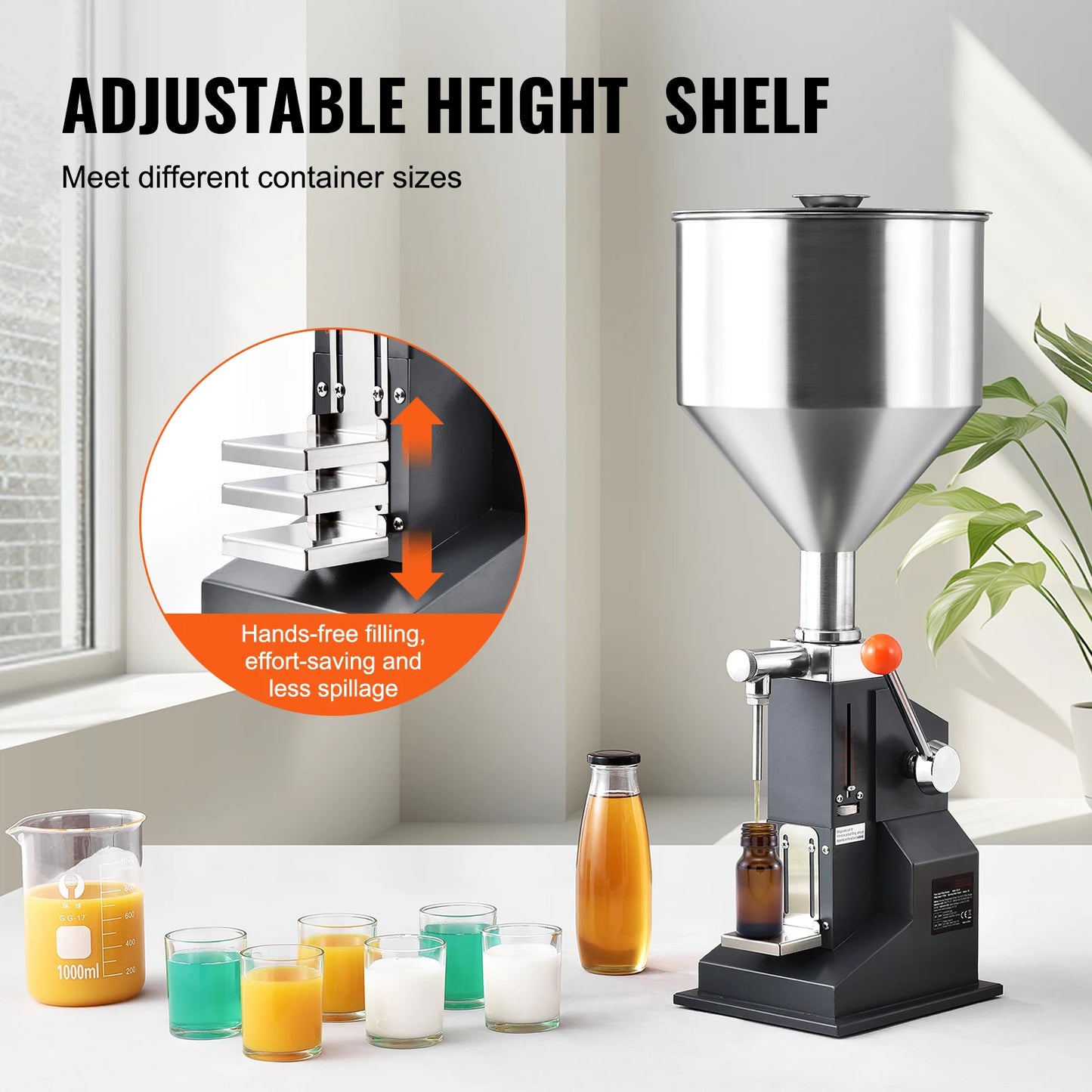 Bottle Filling Machine with Adjustable Hopper