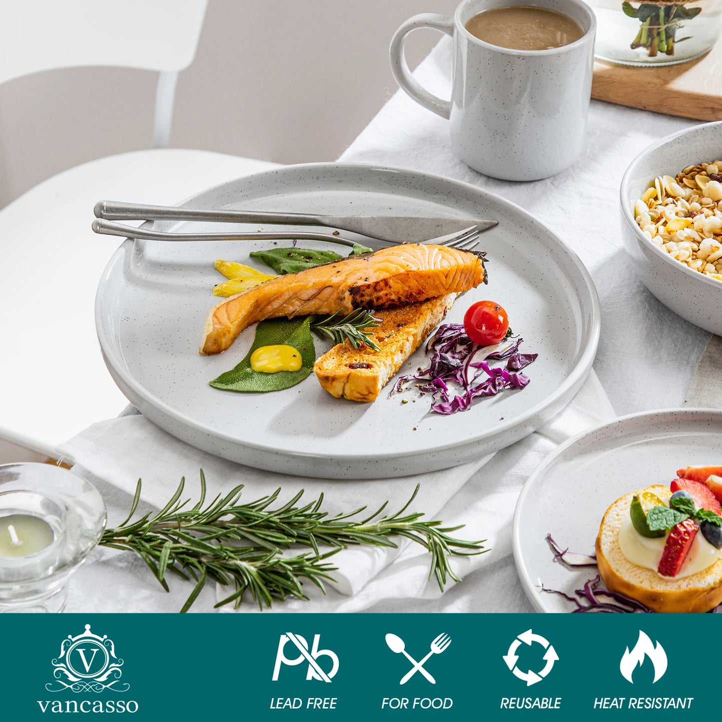 16/32 Piece White Stoneware Set Sesame Dinnerware Set