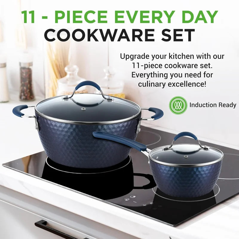 11 Pc Blue Diamond Nonstick Ceramic Cookware Set