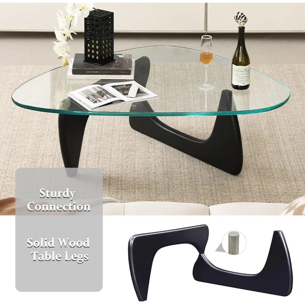 Modern Black Glass Coffee Table Living Room