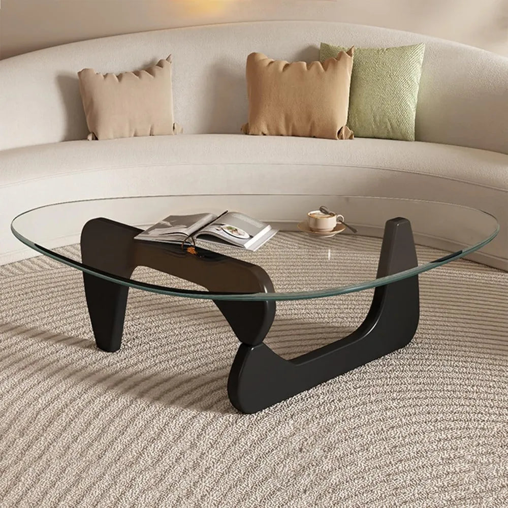 Modern Black Glass Coffee Table Living Room
