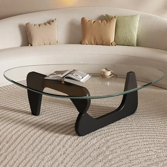 Modern Black Glass Coffee Table Living Room