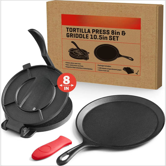 Cast Iron Tortilla Press 8 Inch Comal Pan