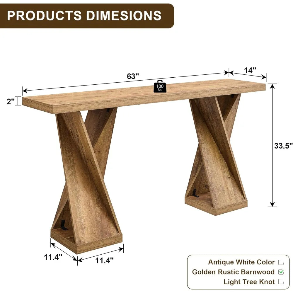 Twisted Console Entryway Table with Wood Pedestal