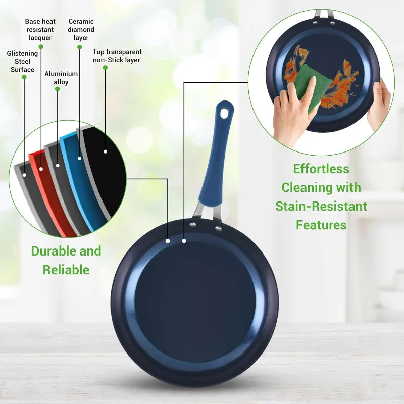 11 Pc Blue Diamond Nonstick Ceramic Cookware Set