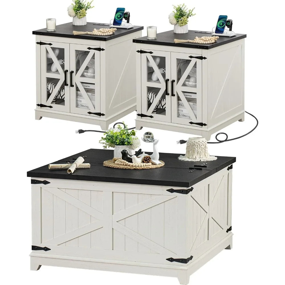 Farmhouse Coffee Table and End Tables 3 Pieces