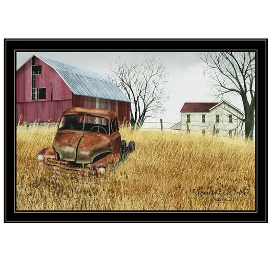 Black Framed Print of Granddad's Old Truck