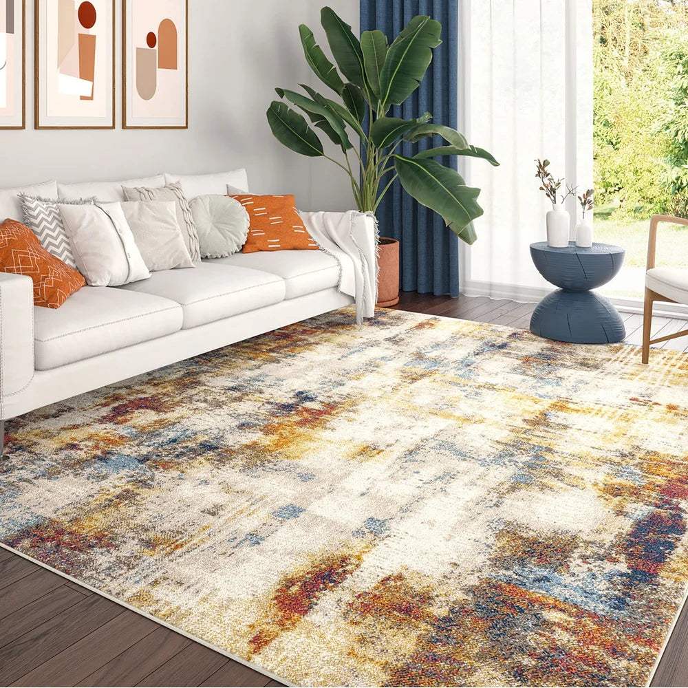 Abstract Living Room Rug Multi Color Indoor