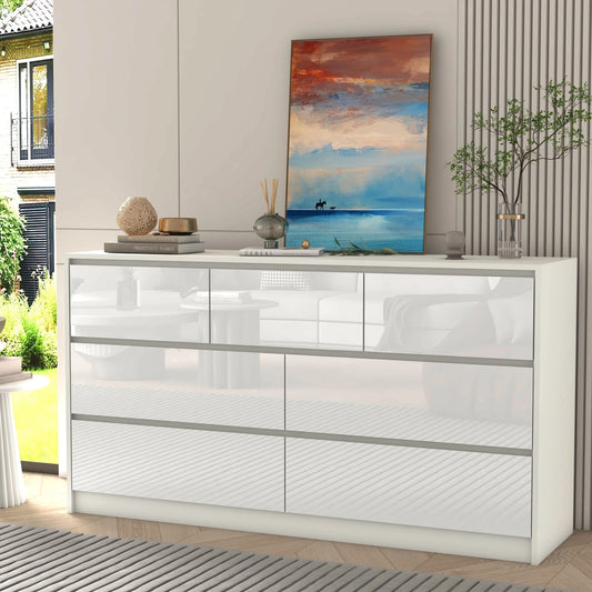 White/Black Dresser with High Gloss Drawers