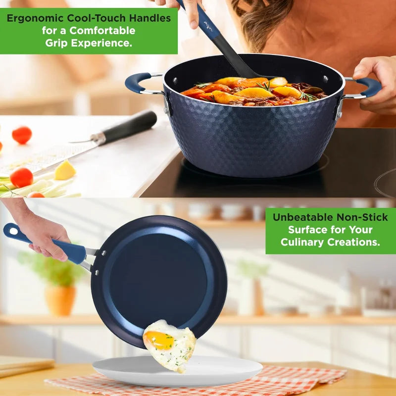 11 Pc Blue Diamond Nonstick Ceramic Cookware Set