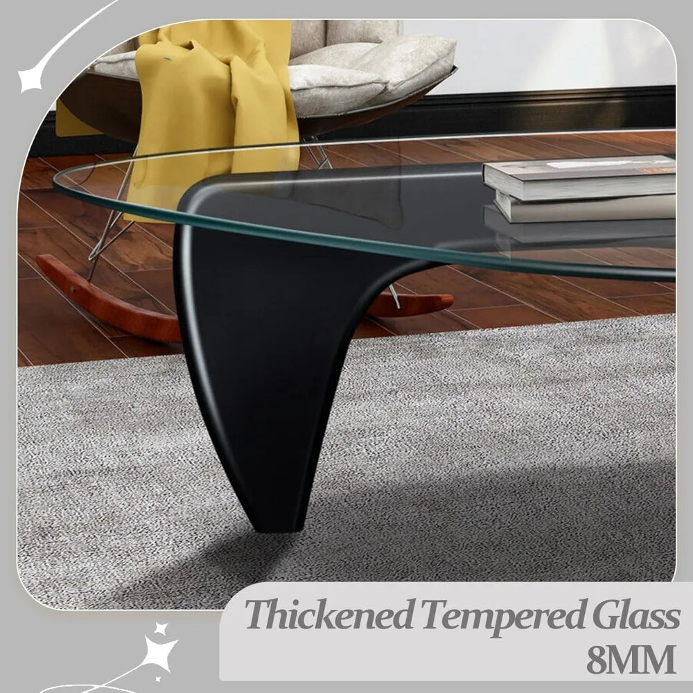 Modern Black Glass Coffee Table Living Room