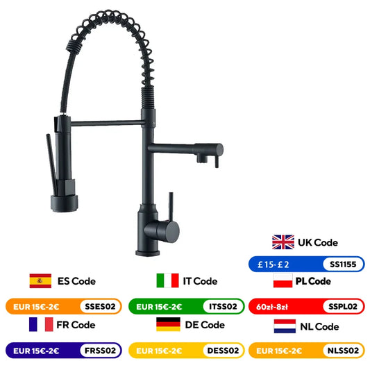 Black Kitchen Sink Faucet Flexible Pull Down