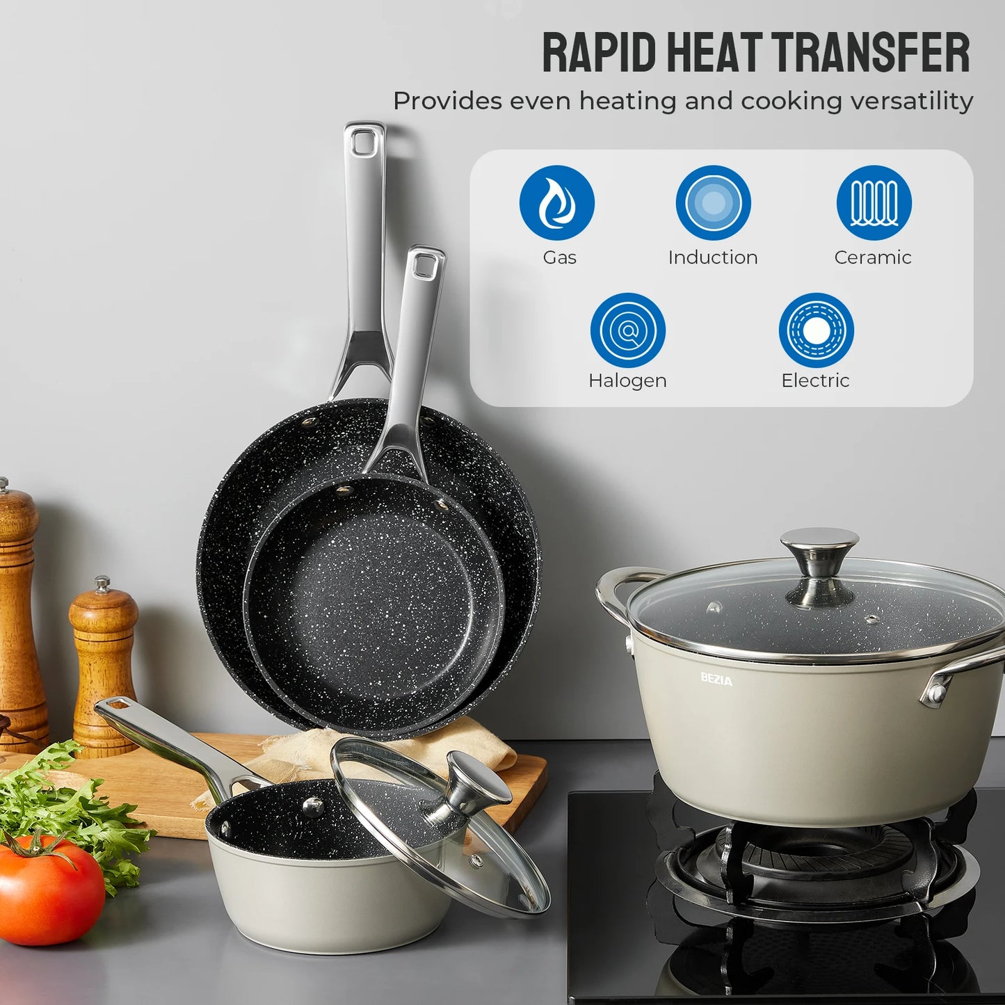 Induction Cookware Nonstick, 10-Piece Set