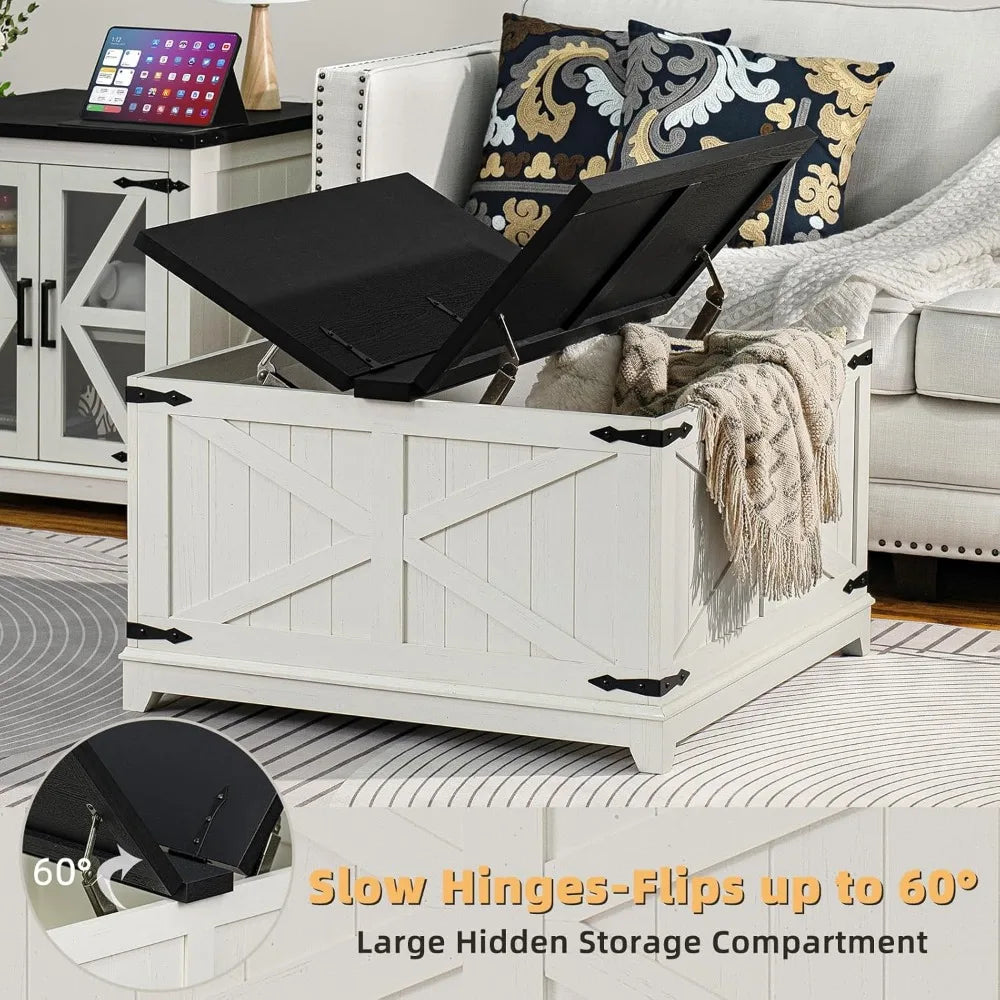 Farmhouse Coffee Table and End Tables 3 Pieces