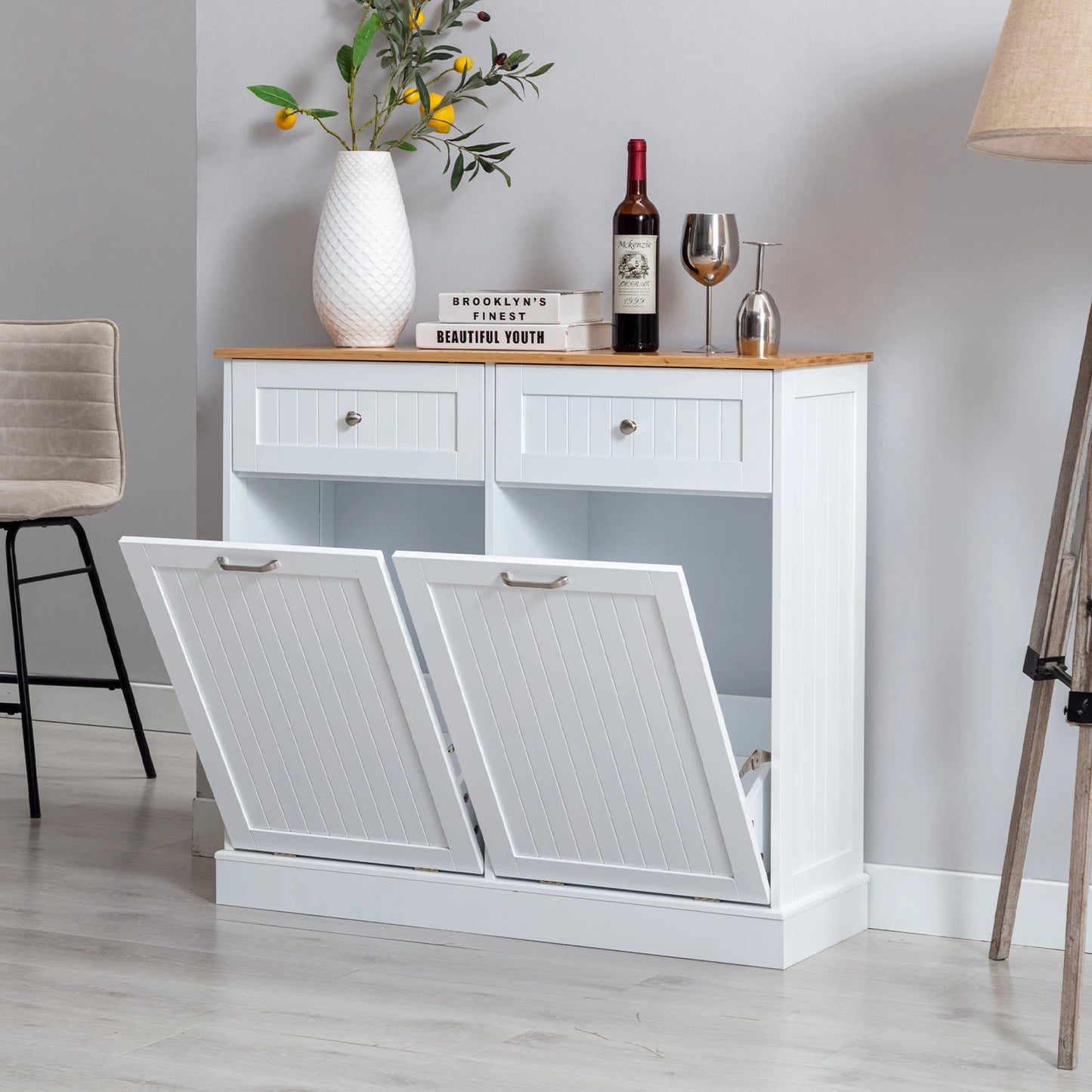 Pet Proof Tilt Out Trash Cabinet Freestanding