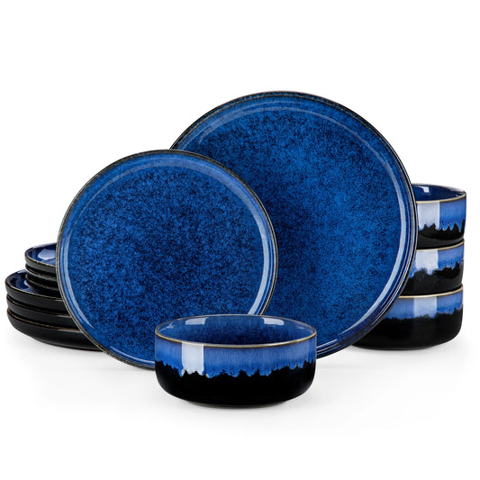 12/18 Piece Blue Klin Dinnerware Set