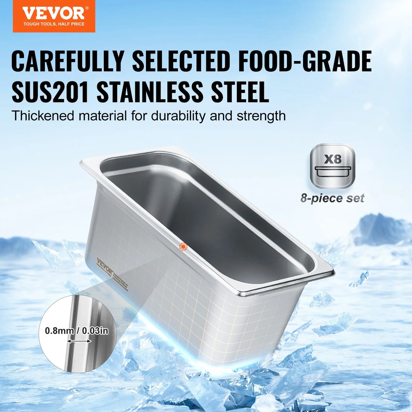 8 Pack 6 Buffet Chafing Dishes 6 Inches Deep