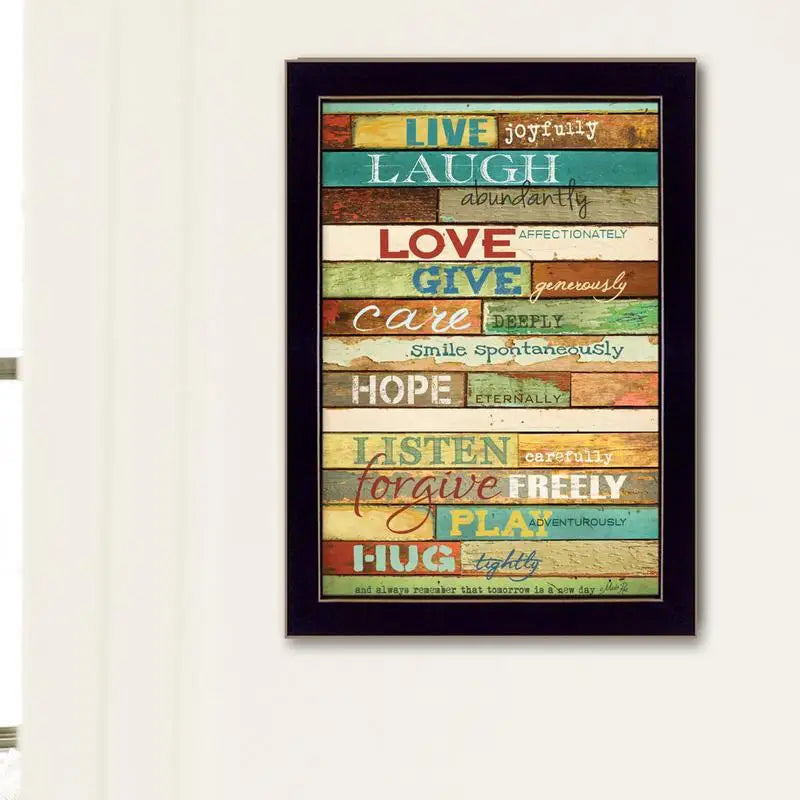 Live Joyfully Framed Wall Art Black Frame
