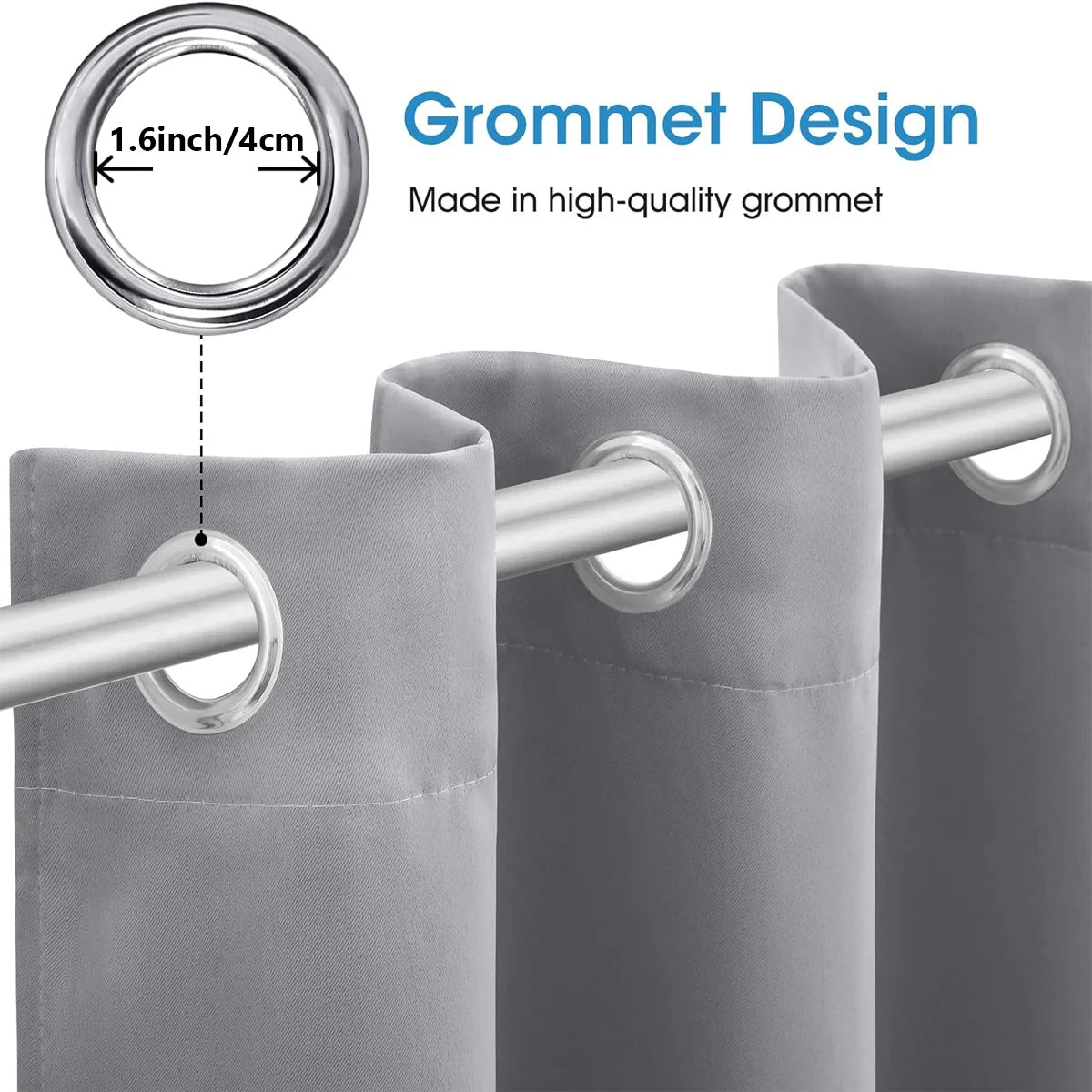 4PCS Blackout Grommet Curtains