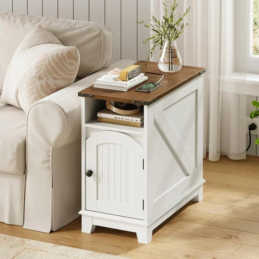 Farmhouse Nightstand with Charging Station