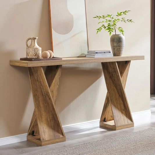 Twisted Console Entryway Table with Wood Pedestal