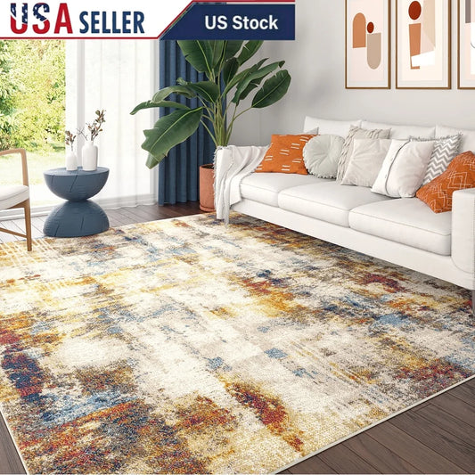 Abstract Living Room Rug Multi Color Indoor