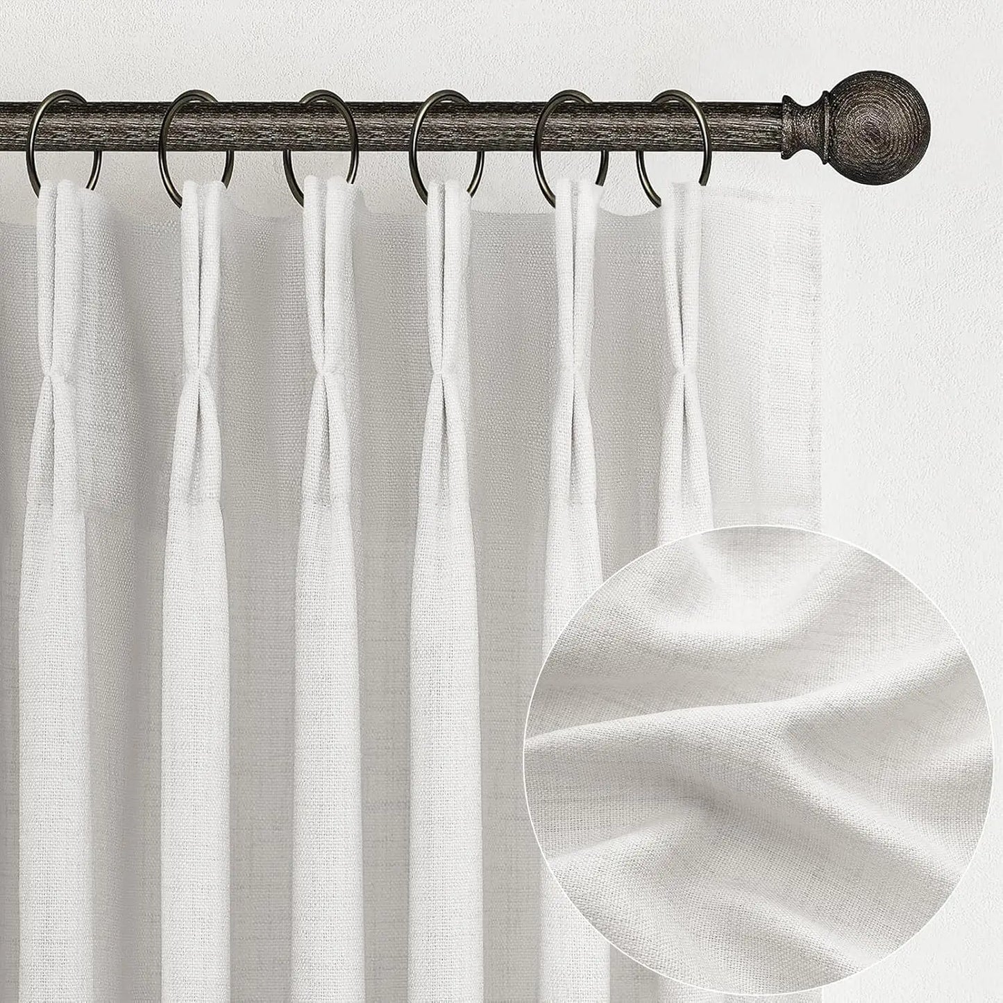 Pleated 70 x 96 Inch Curtains 2 Panel Set for Bedroom