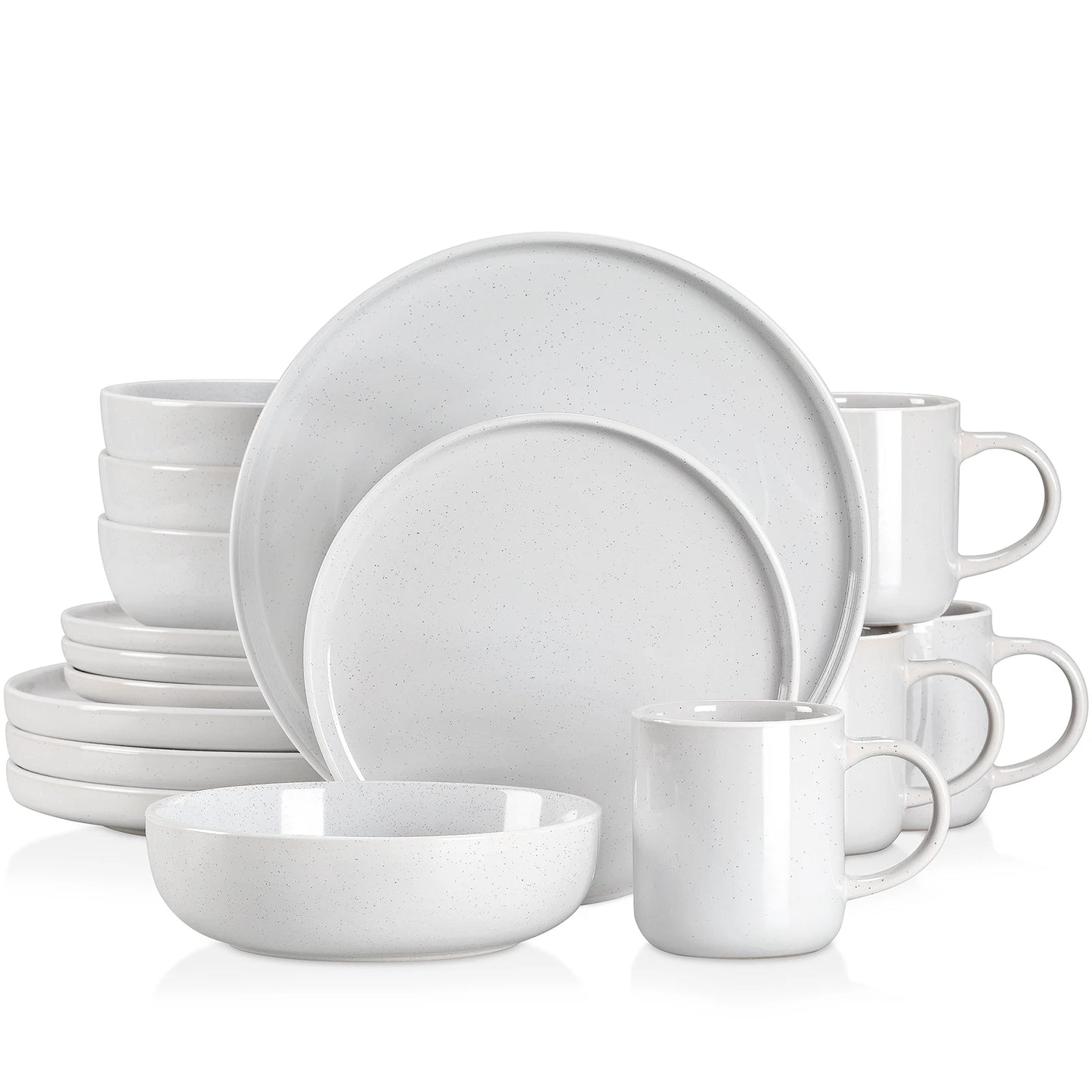 16/32 Piece White Stoneware Set Sesame Dinnerware Set