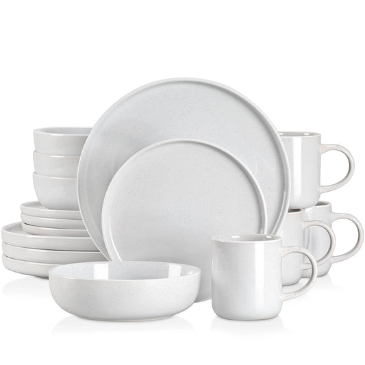 16/32 Piece White Stoneware Set Sesame Dinnerware Set