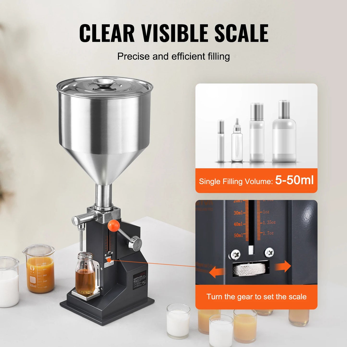 Bottle Filling Machine with Adjustable Hopper
