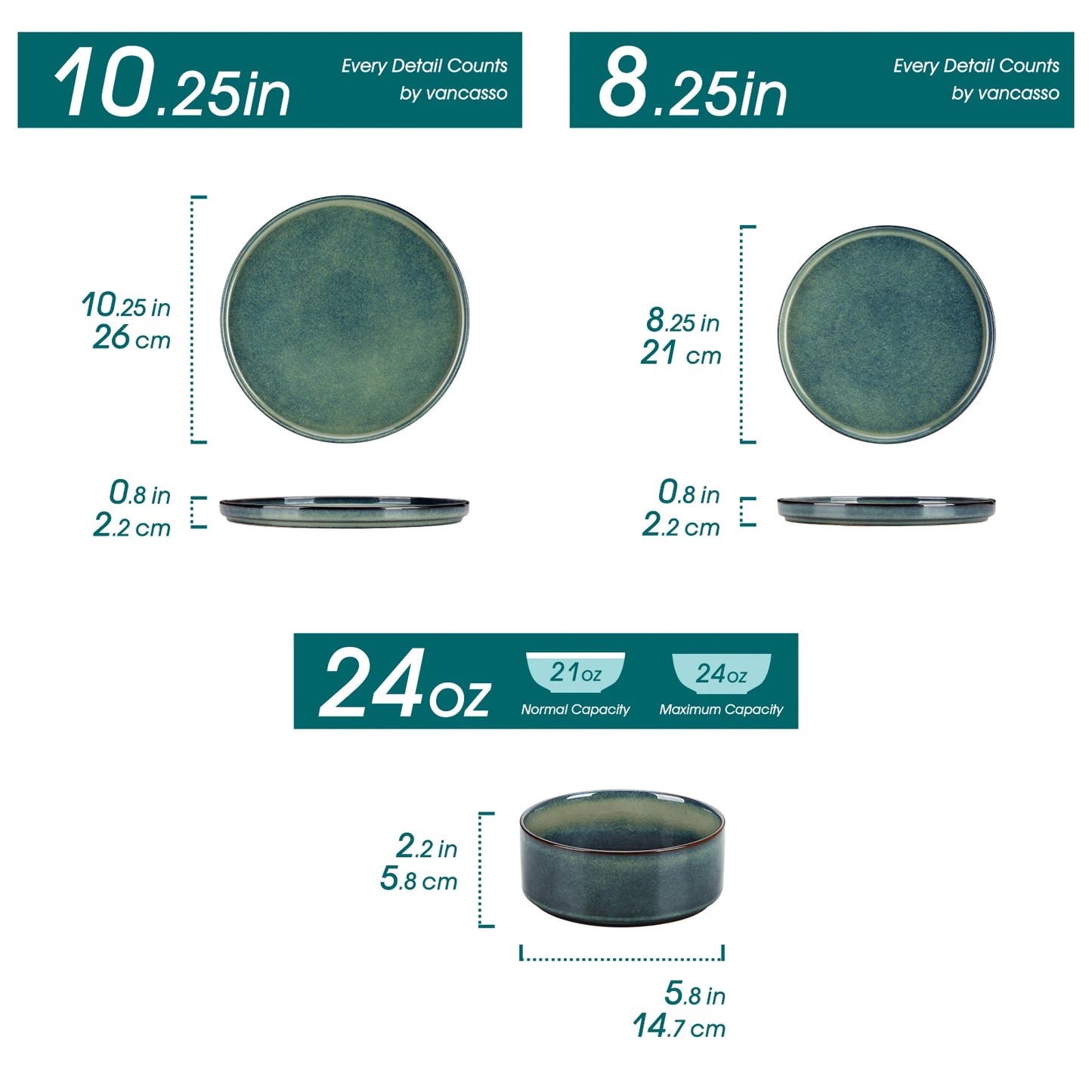 12 Piece Dinner set Black Green Reactive Glaze