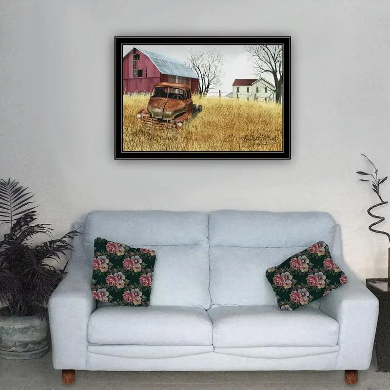 Black Framed Print of Granddad's Old Truck