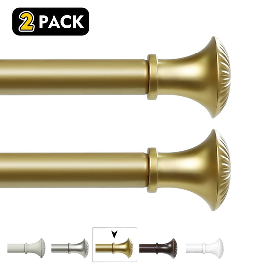 2-Pack 5/8" Diameter Single Telescopic Curtain Rod Set 28"- 120"