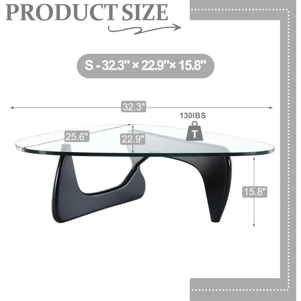 Modern Black Glass Coffee Table Living Room