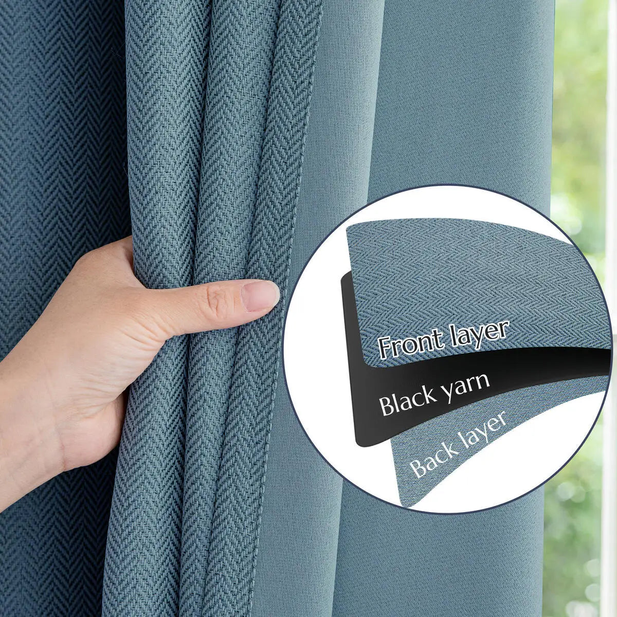 Room Darkening Bedroom Herringbone Curtains