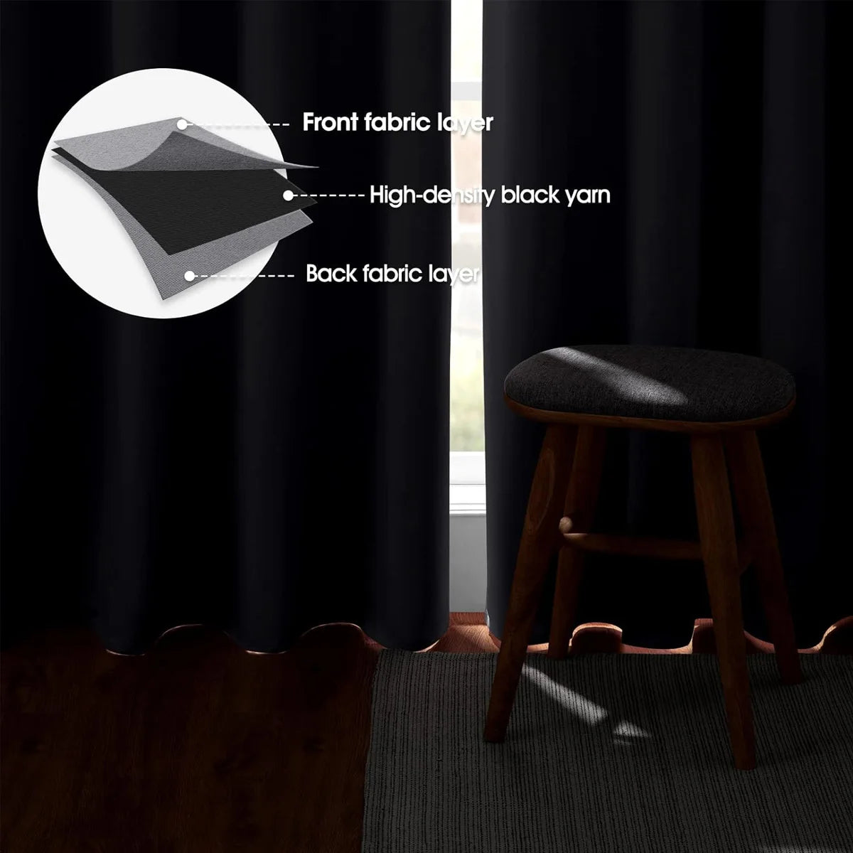 4PCS Blackout Grommet Curtains