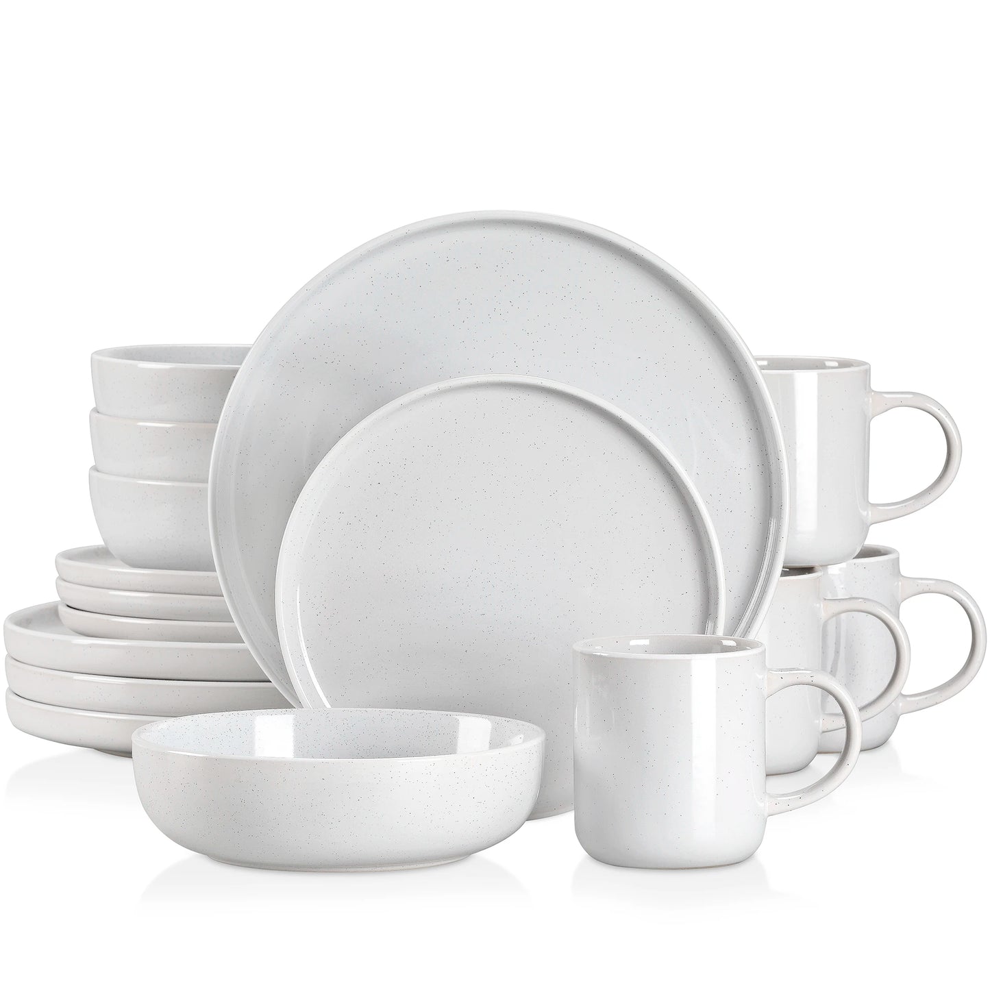 16/32 Piece White Stoneware Set Sesame Dinnerware Set