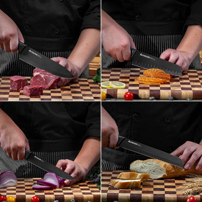 15PCS/ Astercook Knife Set with Sharpener Block