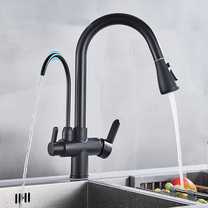 Purification Water Kitchen Faucet Black Rotates 360°
